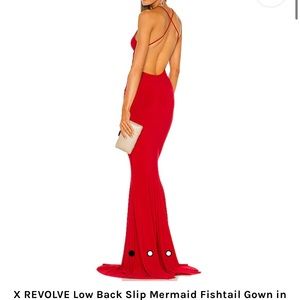 Low Back Red Fishtail Gown by Norma Kamali / Revolve